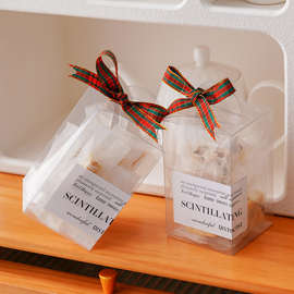 新年透明pet雪花酥饼干盒 牛轧太妃糖 奶枣礼盒包装盒子圣诞节