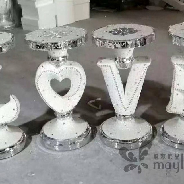 LOVE four-piece stool art lovers table glass nail table makeup table LOVE four-piece stool art lovers table glass nail table makeup table