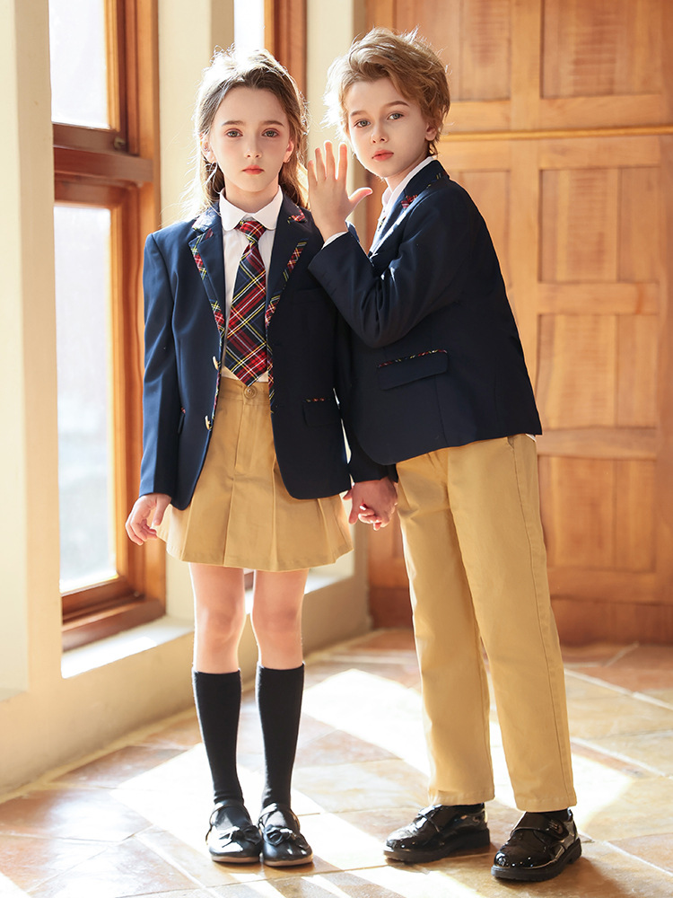 Uniforme escolar de estilo británico para estudiantes de primaria, traje de estilo universitario para niños, uniforme de clase para estudiantes de secundaria, uniforme de jardín de infantes