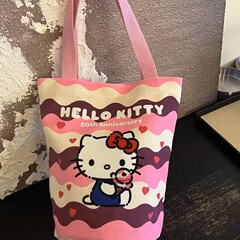 新しい KT 猫大容量バケツハンドバッグ学生通勤キャンバスバッグかわいい多機能ポータブルハンドバッグ
