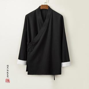 Chinese style men's autumn and winter new men's retro buckle Hanfu coat plus size loose long sleeve improved Tang suit