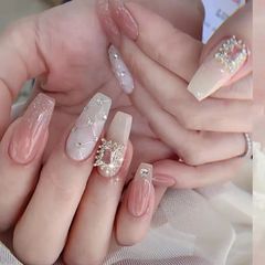 手工穿戴甲漸變貓眼法式芭蕾純欲氣質款宮廷中長爆閃甲片成品批發