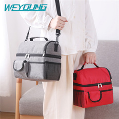 Factory Direct Sale New Double Layer Bento Box with Thick Lunch Bag, Portable Picnic Preservation Bag, Double Layer Ice Bag Insulated Bag