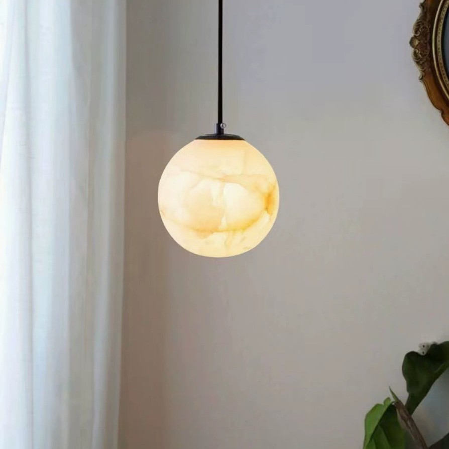 Cross-border Nordic faux marble pendant light for bedroom bedside, round ball chandelier, light luxury creative bar counter, dining room, entryway small pendant light