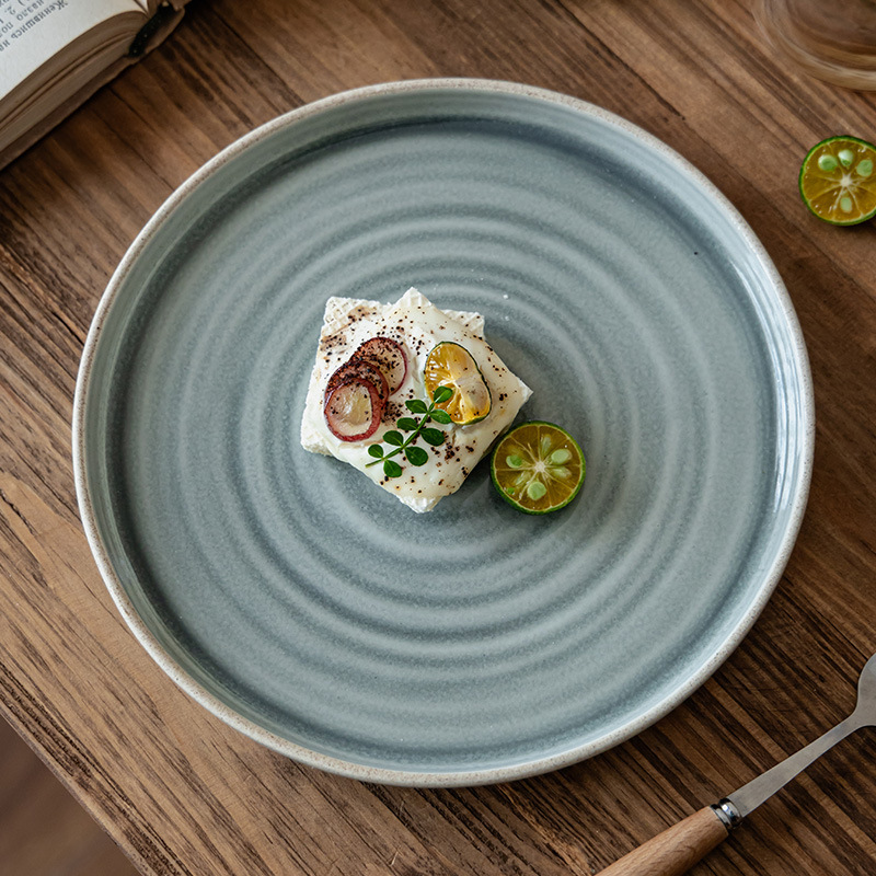 Plato de cerámica casera roscado, plato de platos caseros, platos de platos