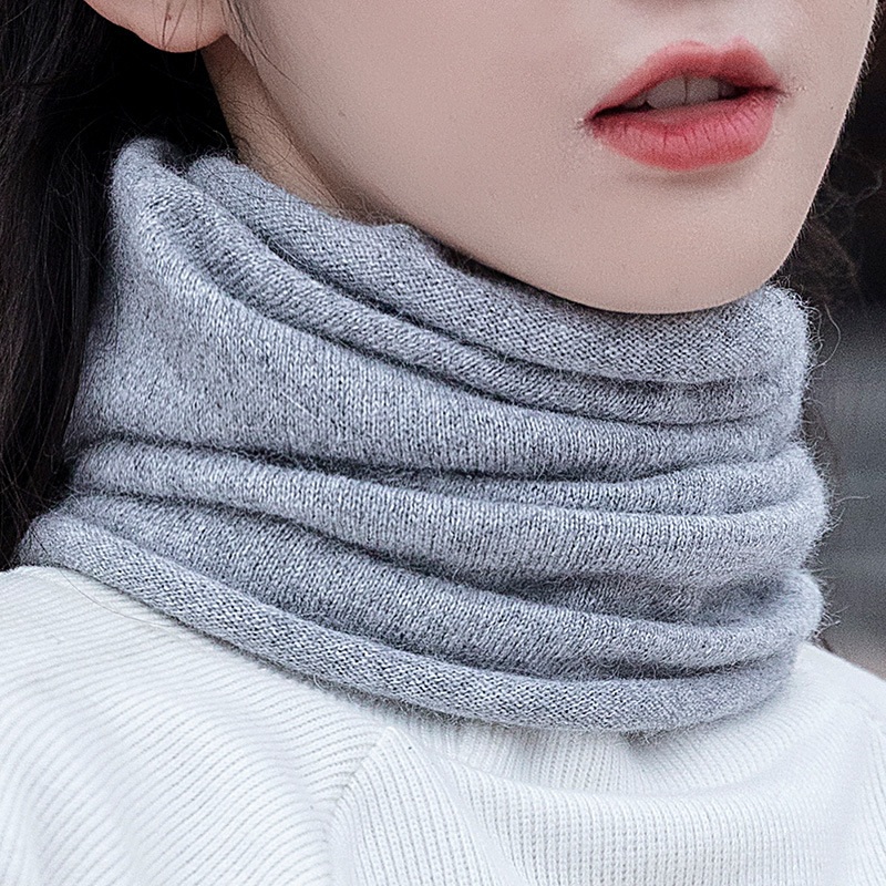 Autumn and winter thin cashmere scarf men's and women's pullover neck protection solid color warm neck sleeve cold-proof knitted scarf all-match fake collar