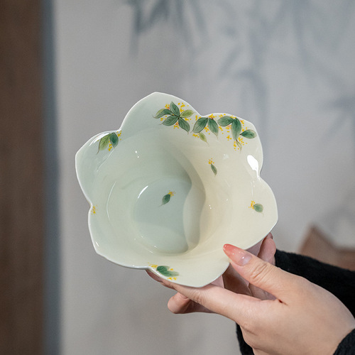 Hand-painted osmanthus ceramic tea cup master cup Kung Fu teacup Chinese tea cup lid bowl built kettle with dry bubble tray