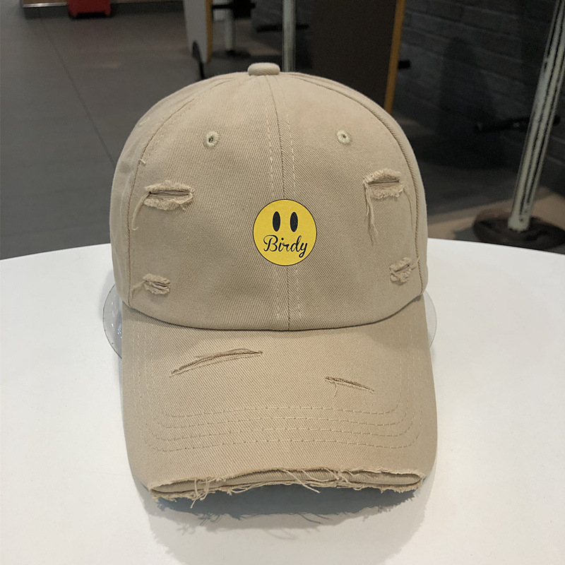 Sombreros de moda sonriente sombrero de béisbol letras estampadas en caliente agujeros primavera y verano sombrero de béisbol callejera de moda con sombrero de sombra