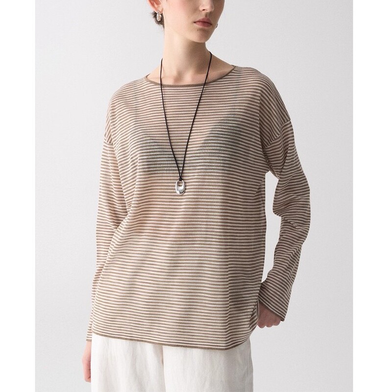 Ss Studio Old Money Linen Sheer Thin Striped Long Sleeve Loose Cover-Up Knit Sun Protection Long Sleeve Top