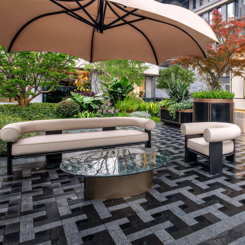 Sofá de aleación de aluminio al aire libre patio combinación de terraza villa al aire libre sala de sol impermeable muebles de cama de cama image 4