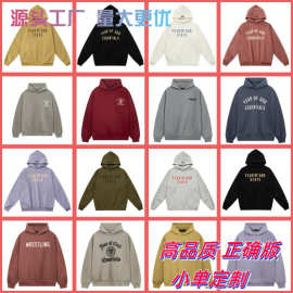 小众美式潮牌秋冬加绒男士情侣连帽卫衣跨境批发字母连帽帽衫潮牌
