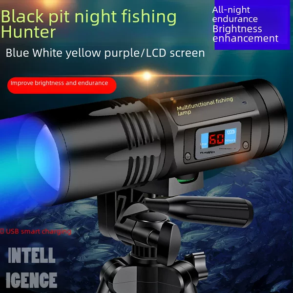 Blue light fishing lamp night fishing lamp purple light table fishing lamp xenon fishing lamp charging strong light 1000W luminous