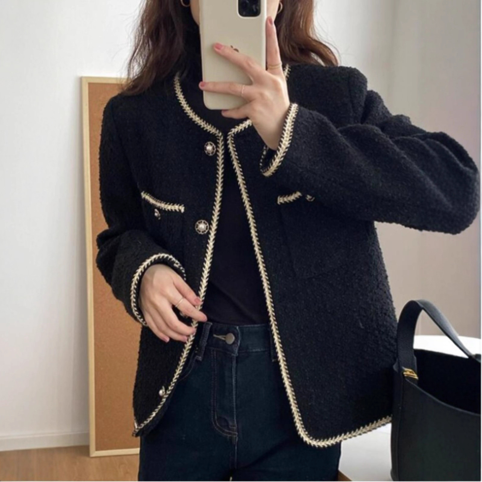Large French Ladies Cotton clip coat Spring Small fragrant wind Little Jacket MM Thin coat