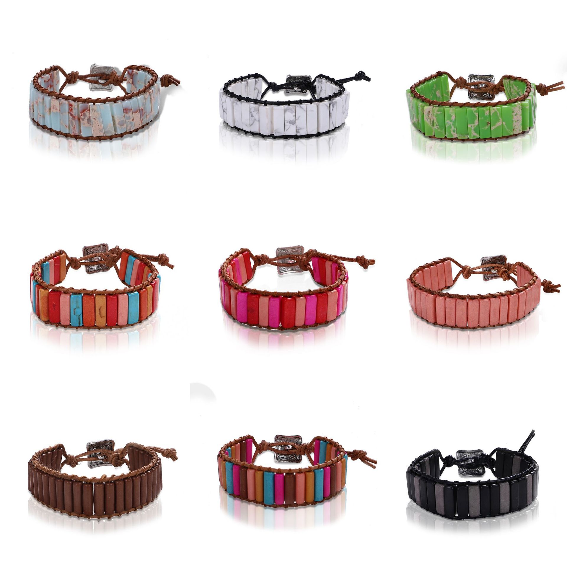 Summer bohemian stone retro palace pattern color bracelet new