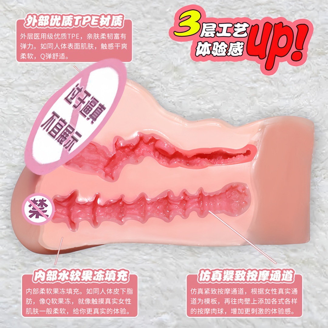 多层通道结构紧致名器真实还原果冻名器倒模飞机杯无味柔软手感