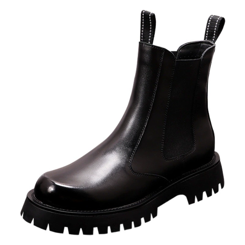Мужские ботинки челси на осень 2025 года, новинка, с круглым носком, утягивающие, средней высоты, на высоком каблуке, на толстой подошве, в стиле мартин.