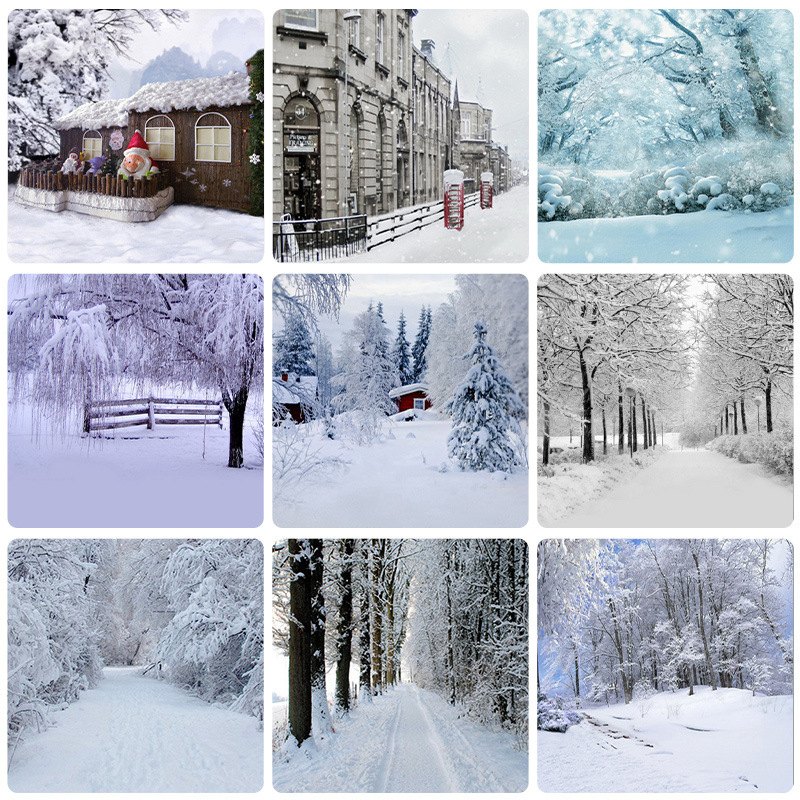 3D Stereoscopic Live Snow Scene Background Cloth Winter Forest Snow Mountain Snow Photo Props Studio Indoor Little Red Book Less