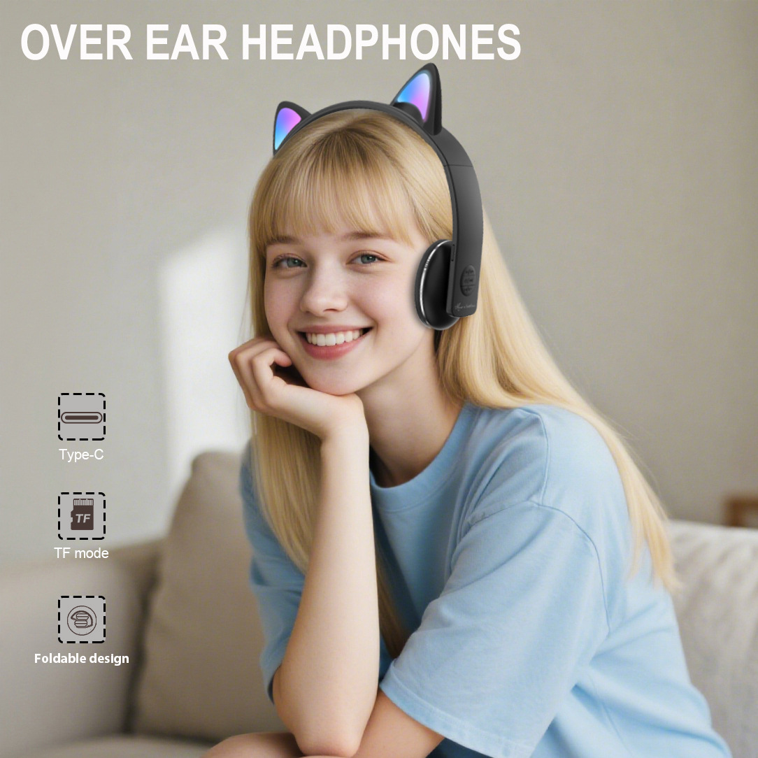 akz-609 cross-border children‘s cartoon luminous cute pet bluetooth headset stereo headset wireless bluetooth headset