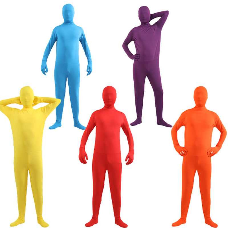 Disfraz invisible de una pieza para hombre adulto de Halloween, disfraz invisible transpirable ajustado para mujer, hombre negro, ropa de disfraz de actuación para hombre invisible