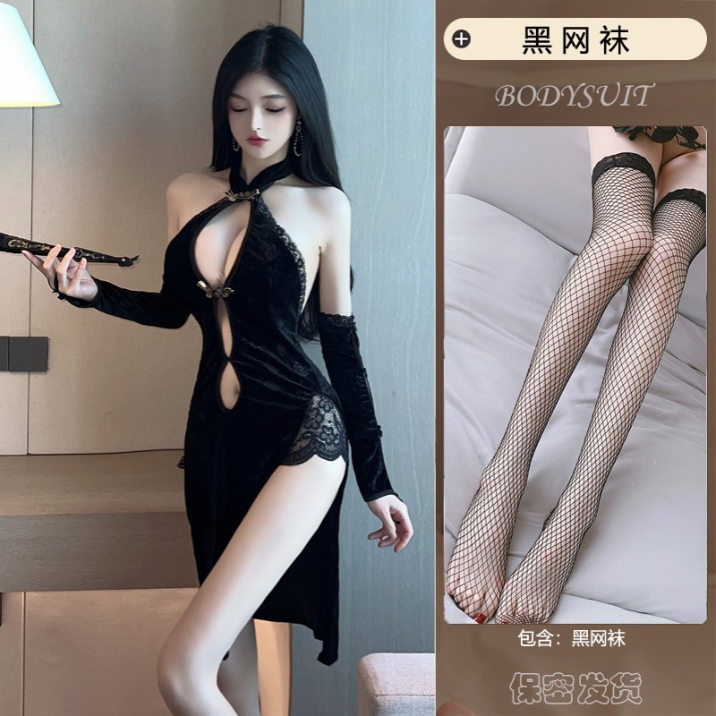 블랙 + 블랙 망사 스타킹