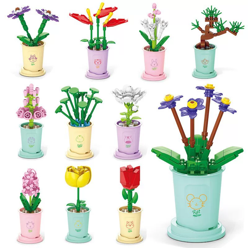 Lego, constructor, smart toy, Chinese horoscope, bouquet, small particles