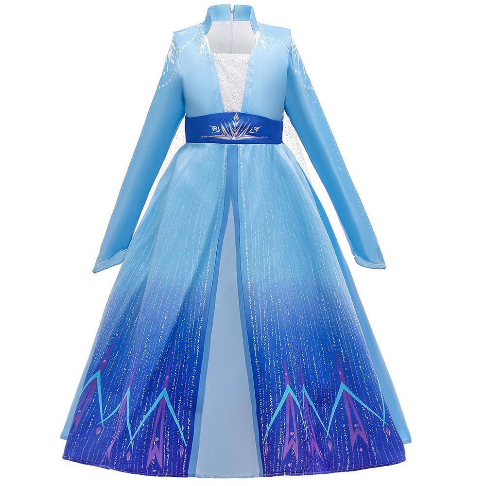 Frozen 2 dibujos animados impreso manga larga Niña vestido Frozen 2 nuevo Aisha princesa vestido de los niños