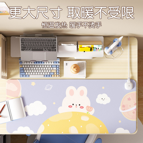 Heated mouse pad, extra large heating desk pad for girls, high-looking office computer desktop, hand warmer, desk pad
