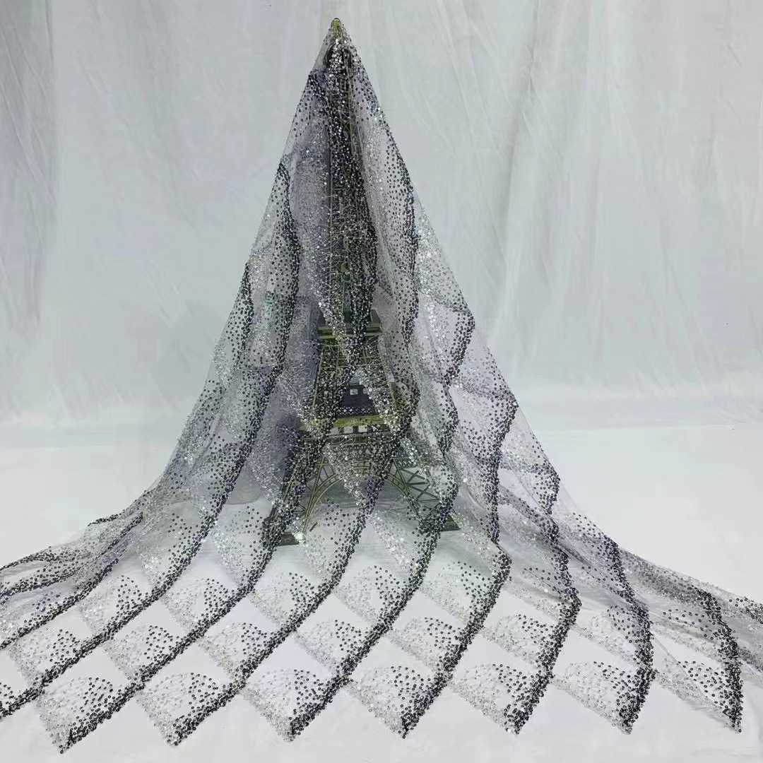 Diamante geométrico tubo del grano lentejuelas tela de malla vestido boda partido etapa ropa Encaje jx2525 image 4