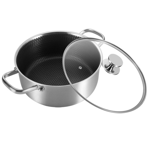 316 stainless steel soup pot non-stick double-eared honeycomb stew pot household three-layer steel cooking pot induction cooker gas suitable for 26