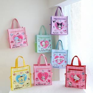Cartoon New Picture Student Remedial Bag Book Storage Bag A4 Bag Double-Layer Zipper Lunch Box Bag Portable Lunch Bag