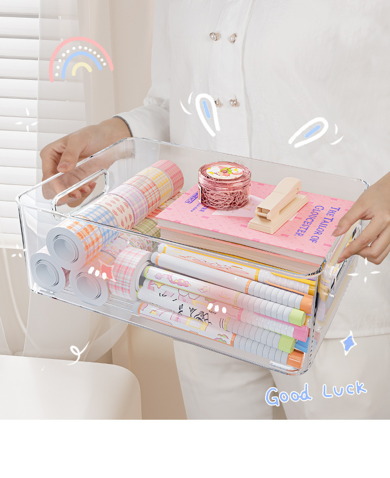 Cabinet Storage Basket Desktop Snack Miscellaneous Organizer Storage Box Plastic Rectangular Transparent Acrylic Storage Container