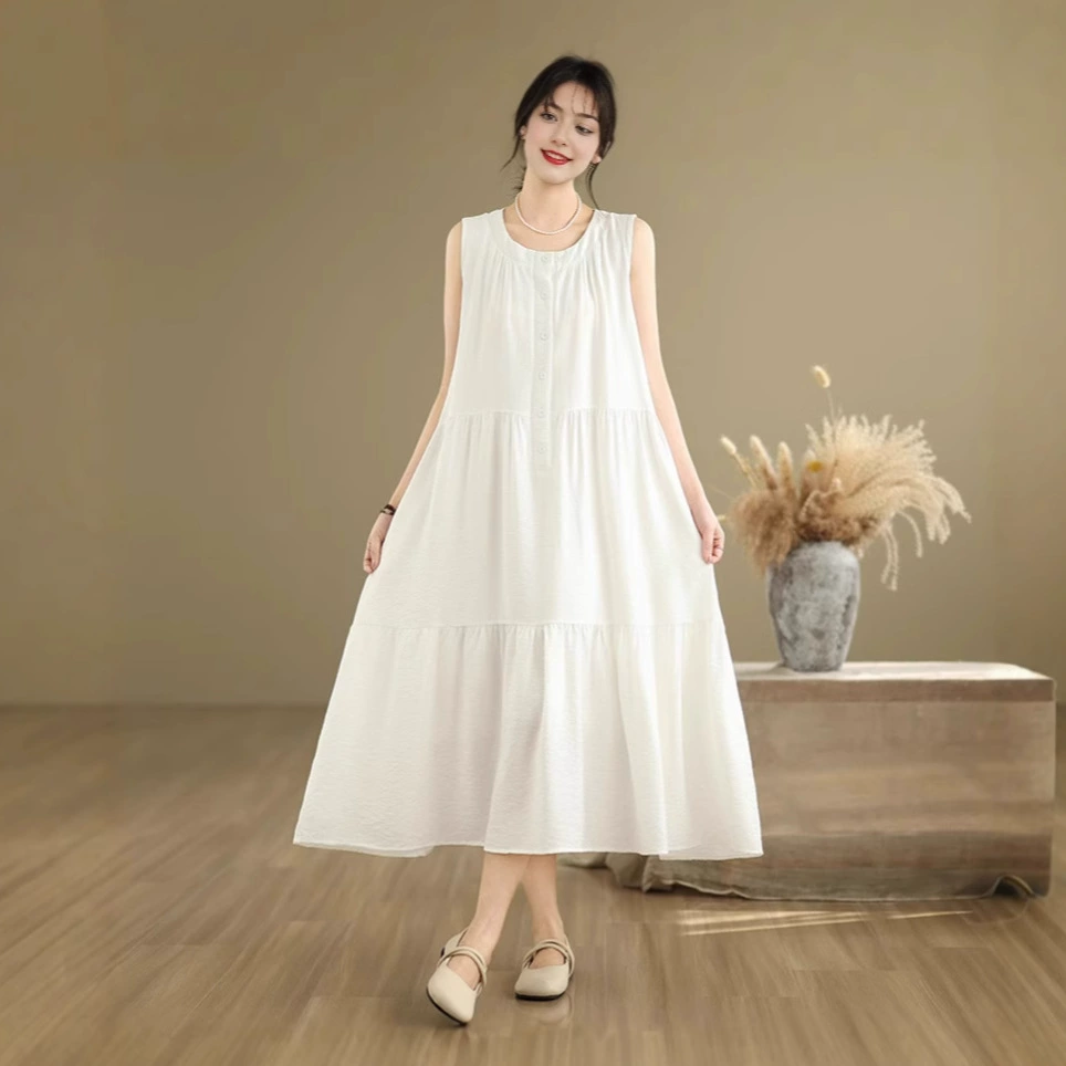 Литературно-белое платье без рукавов в жилете для детей летом новый морской праздник