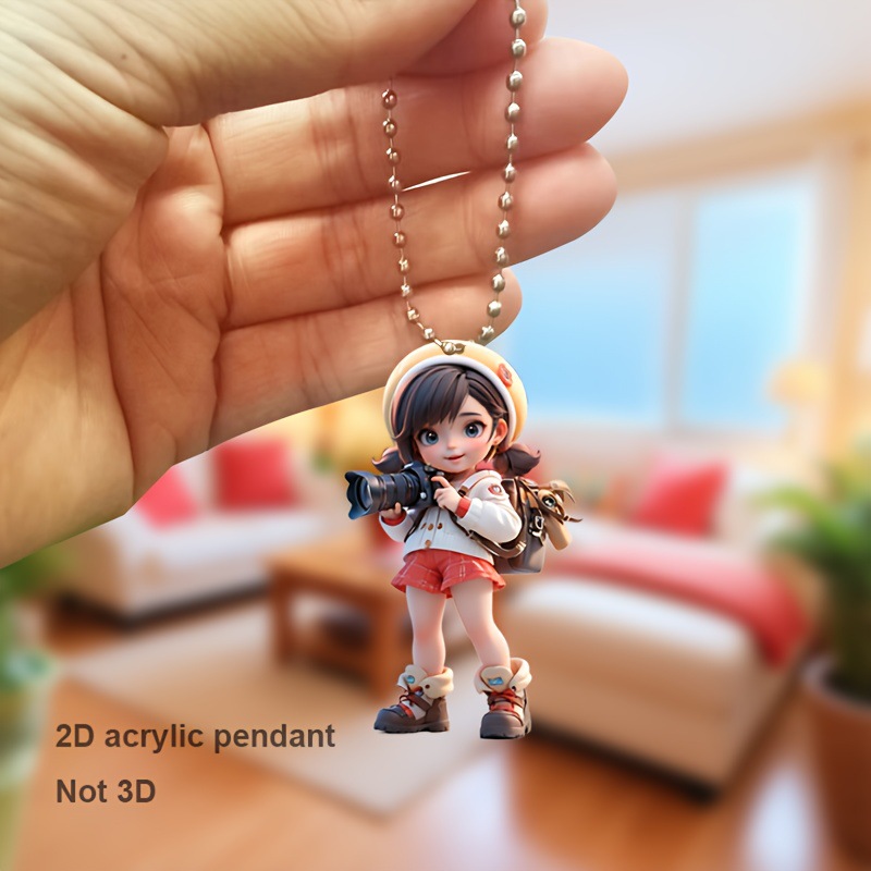 2D plano transfronterizo explosión acrílico cámara chica llavero pequeño colgante joyas adornos adornos lindos image 3