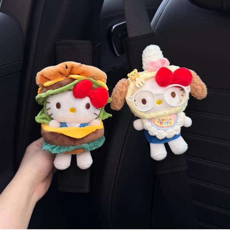 Hellokitty Car Seat Belt Shoulder Pads Car Interior Seat Belt Decoration Anti-Wear Clothing Couple Set for Women