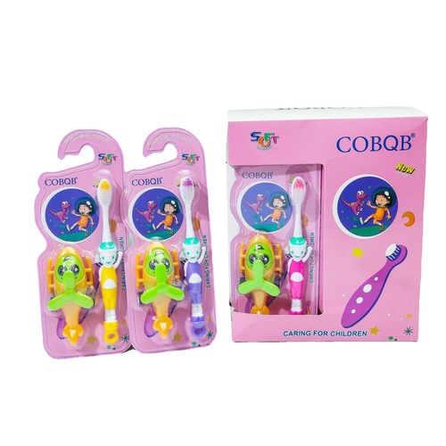 Children's toothbrush with toy cartoon packaging foreign trade export street stall 2 yuan store baby toothbrush soft bristles wholesale manufacturer
