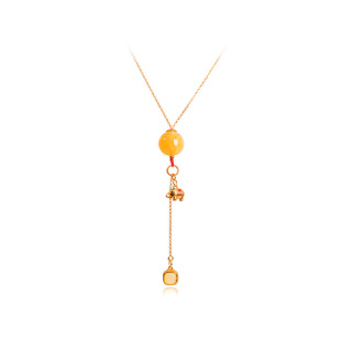 in stock natural beeswax necklace female chicken oil yellow white flower S925 sterling silver plated 18k gold hetian jade enamel factory