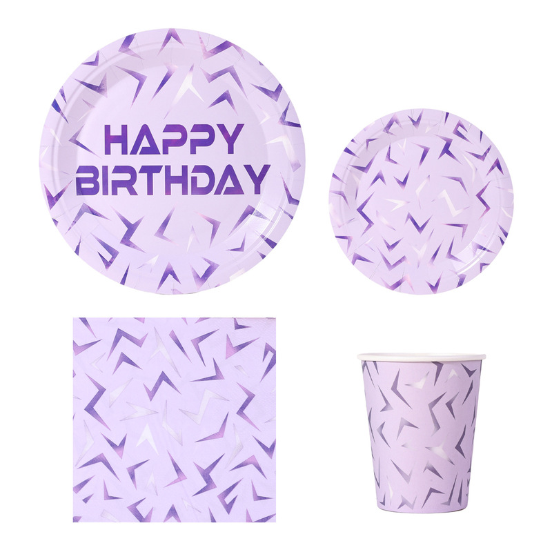Light Purple Lightning Pattern Korean Wave Theme Birthday Girl Tableware Birthday Girl Party Napkins and Tissue Supplies Light Purple Lightning Pattern Korean Wave Theme Birthday Girl Tableware Birthday Girl Party Napkins and Tissue Supplies