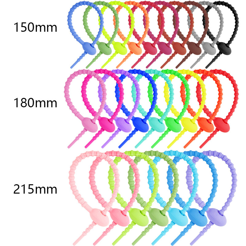 Colorful Silicone Cable Tie Keychain DIY Accessory Keyring Lanyard Data Cable Organizer Winder Plush Toy