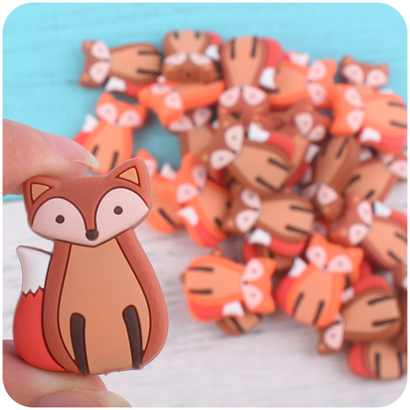 Nueva historieta silicona Fox pequeño mordedor DIY creativo bebé chupete cadena teether pulsera accesorios de juguete