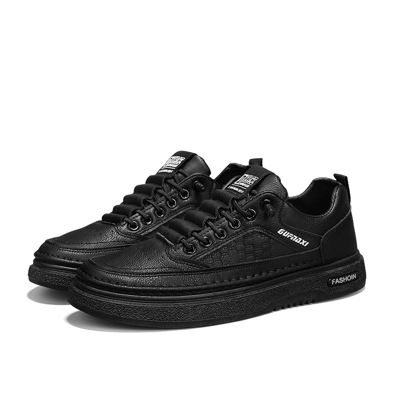 Nueva tendencia, zapatos casuales de todo fósforo para hombres, zapatillas transpirables, zapatos de cuero suave de alta gama, zapatos blancos, zapatillas casuales negras para hombres
