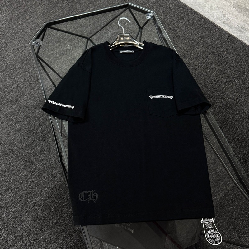 CH Crowe Cross-Border 2025 新作夏スタイル胸ポケットサンスクリットプリント半袖 Tシャツカップルスタイルドロップシッピング|undefined