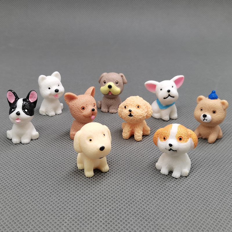 Cute Mini Resin Puppy Beaumet Teddy Bull Shapi Model Small Ornaments Children's Cognitive Animals