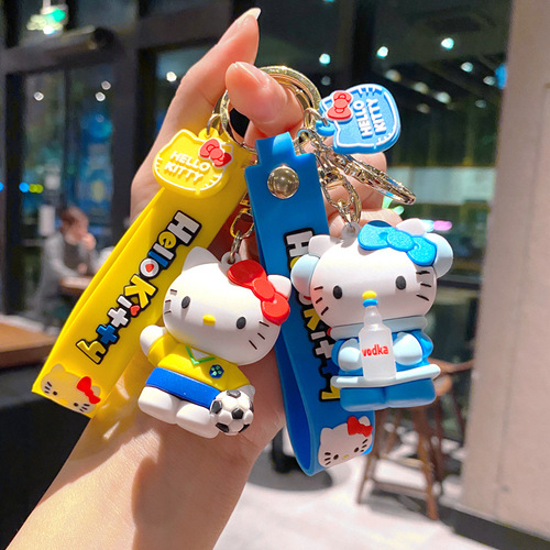 Cartoon KT cat key chain bag charm doll car key chain hello kitty pendant gift wholesale