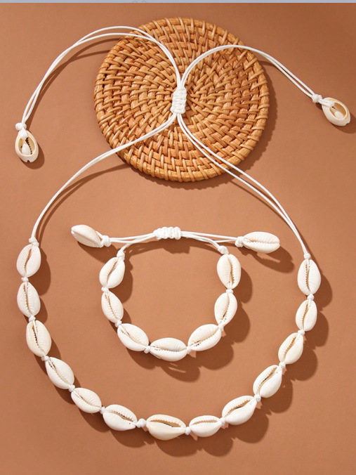 1558-쉘 목걸이와 팔찌 2종 세트