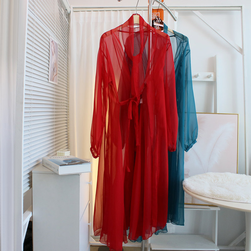 Chinese Style Sheer Flowing Chiffon Cardigan for Women, Long Beach Shawl, Sun Protection Clothing, Classical Dance Performance Outfit