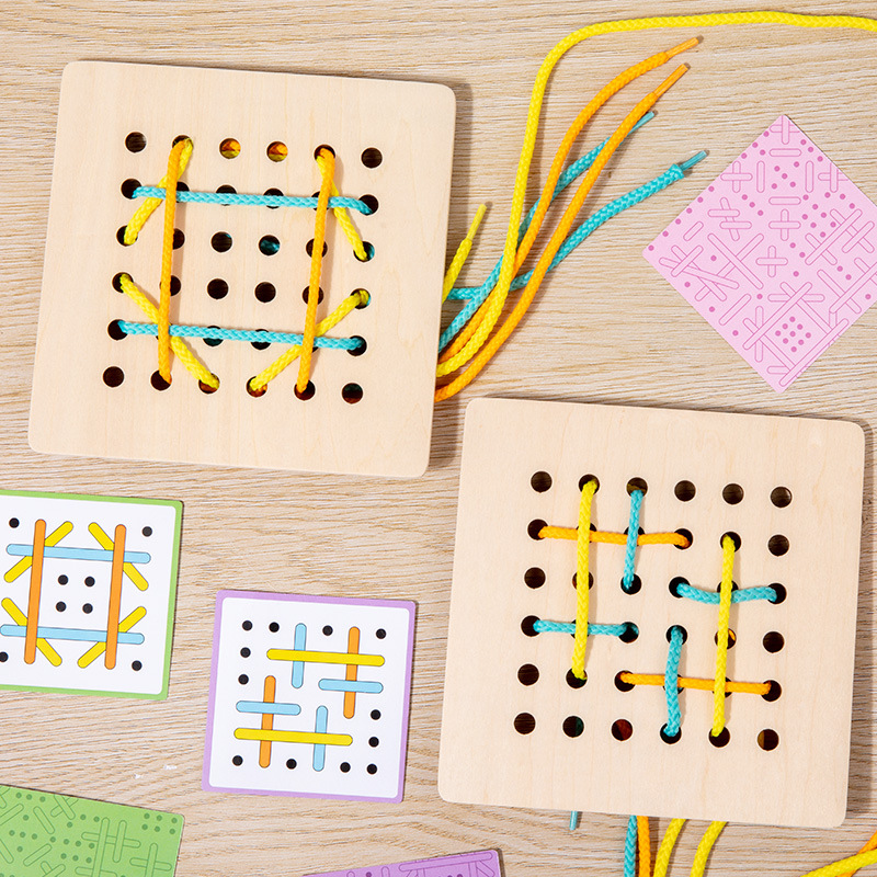 Tablero de enhebrado para niños juguetes educativos aprendizaje cordón pensamiento lógico entrenamiento de concentración material didáctico para niños Juego de mesa