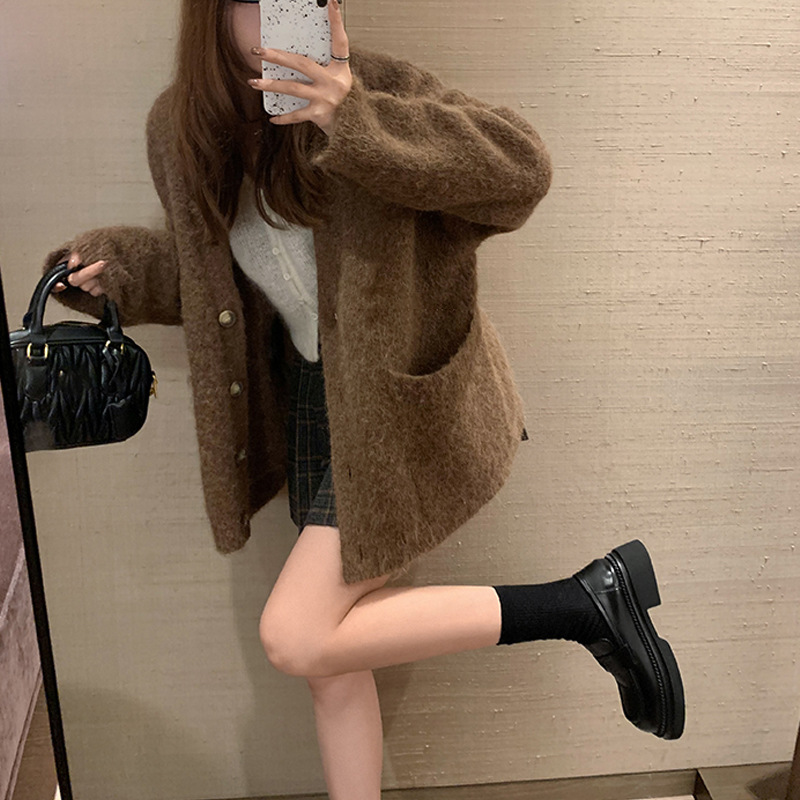 Su Yinyin 2024 primavera nuevo estilo británico retro pulir color plataforma perezoso lofu zapatos de cuero de mujer