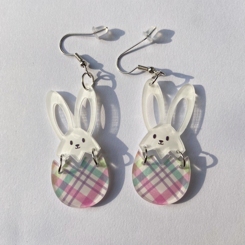 Iron Ear Needle Material 1 Pair Cute Rabbit Arylic Drop Earrings