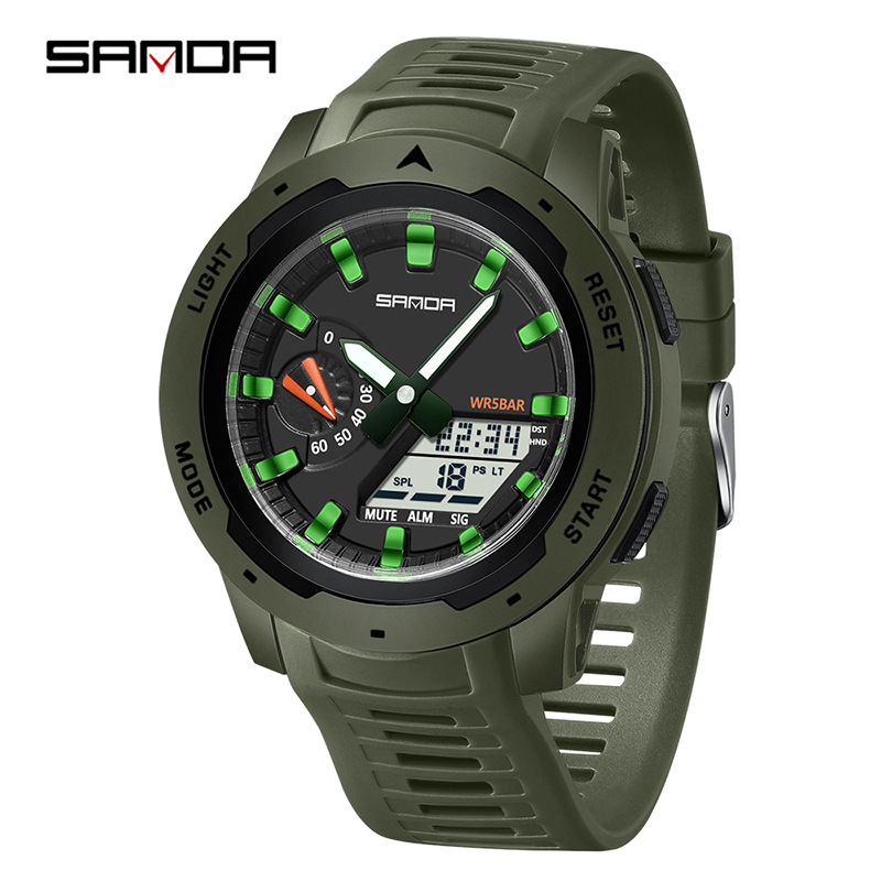 SANDA SANDA 3360 reloj de estudiantes moda multifuncional reloj deportivo al aire libre impermeable reloj electrónico de luz nocturna