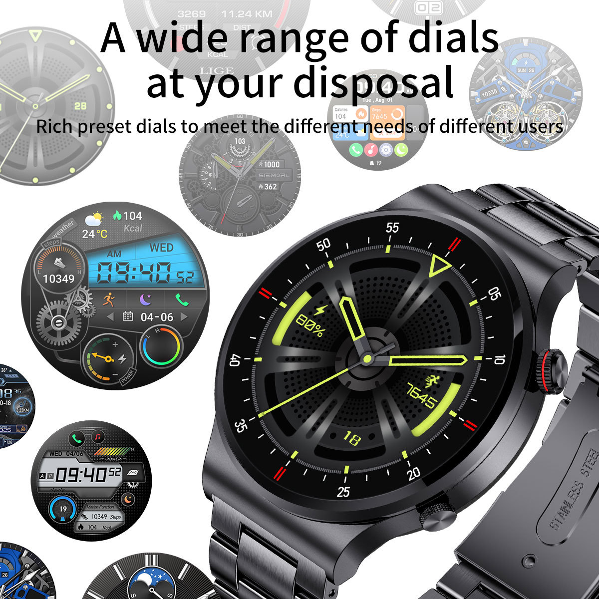Men's Smartwatch Heart Rate Blood Pressure Blood Oxygen Monitoring Music Playback Remote Control Camera Bluetooth Calling_voghion.com